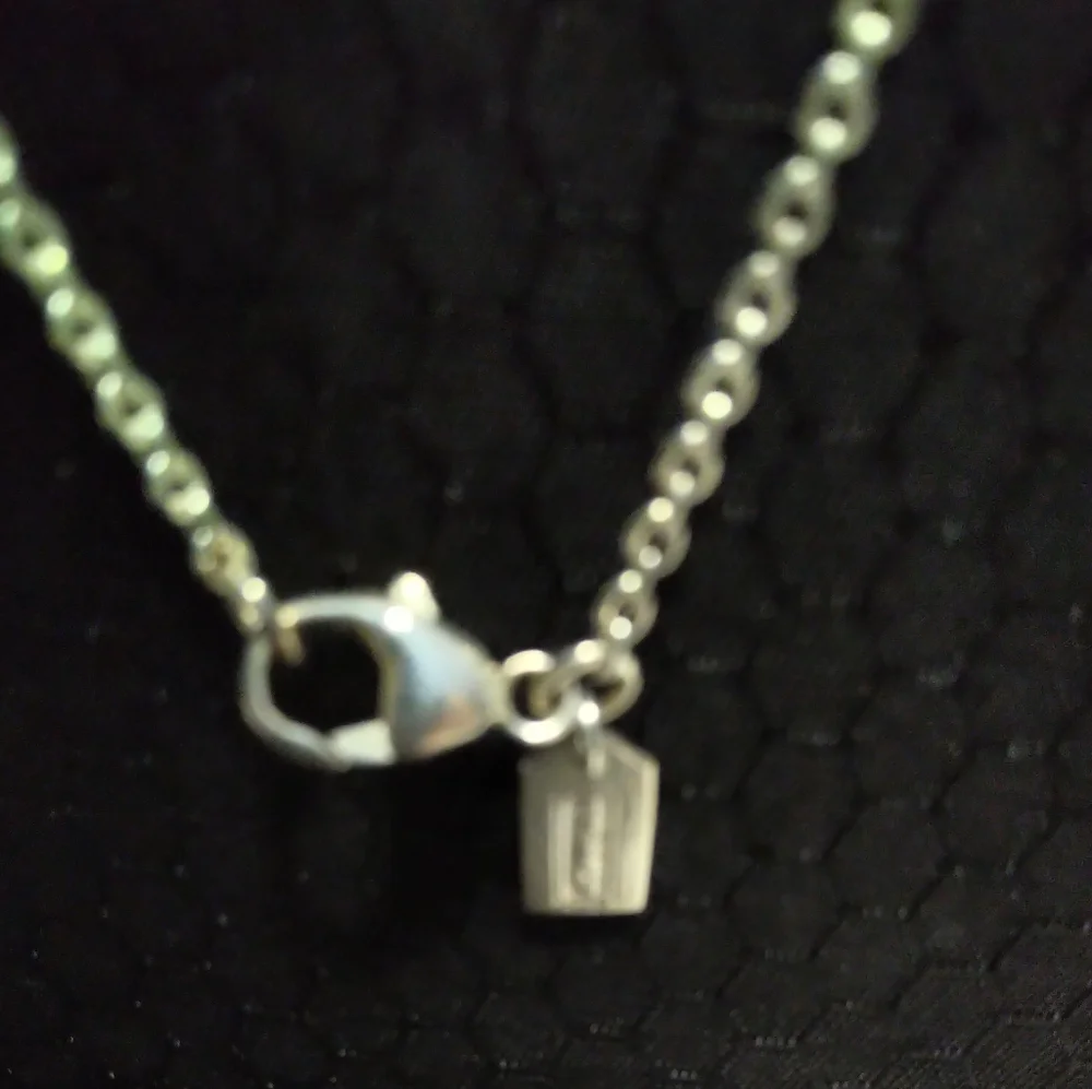 Authentic Coach Sterling Silver Heart Lock Pendant Necklace